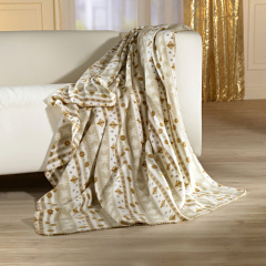 Kuscheldecke beige mit Wintermotiv