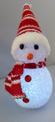 Weihnachtsdekoration Mini Schneemann mit LED-Farbwechsel rot