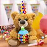 Geburtstag Teddybär mit Musik und LED-Kerze