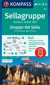 KOMPASS Wanderkarte 59 Sellagruppe, Gröden, Seiseralm / Gruppo del Sella, Val Gardena, Alpe di Siusi 1:50.000