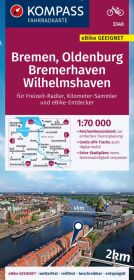 KOMPASS Fahrradkarte 3340 Bremen, Oldenburg, Bremerhaven, Wilhelmshaven 1:70.000