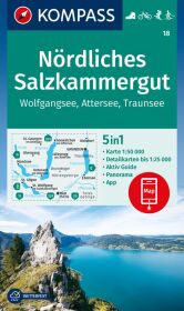 KOMPASS Wanderkarte 18 Nördliches Salzkammergut, Wolfgangsee, Attersee, Traunsee 1:50.000